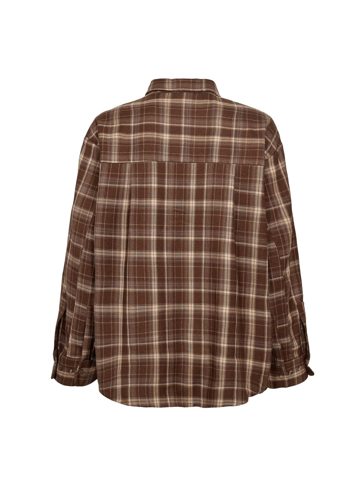 Co'Couture Blouse DagnyCC in Brown met geruit patroon achterkant