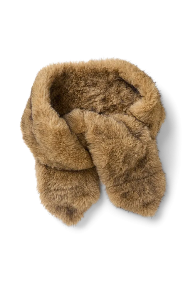 Drykorn Nallea korte fluffy sjaal in Dust