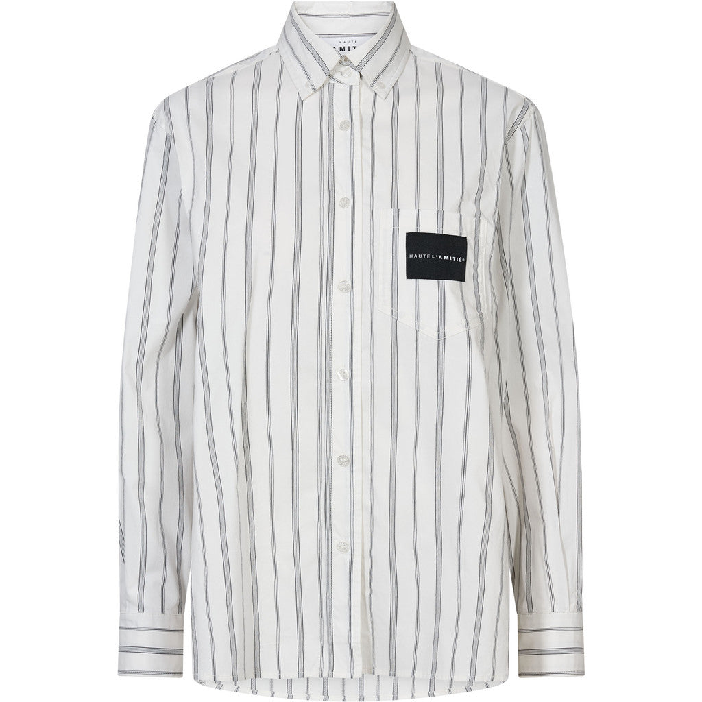 Haute L'Amitié Blouse Crystal Heart Stripe in White
