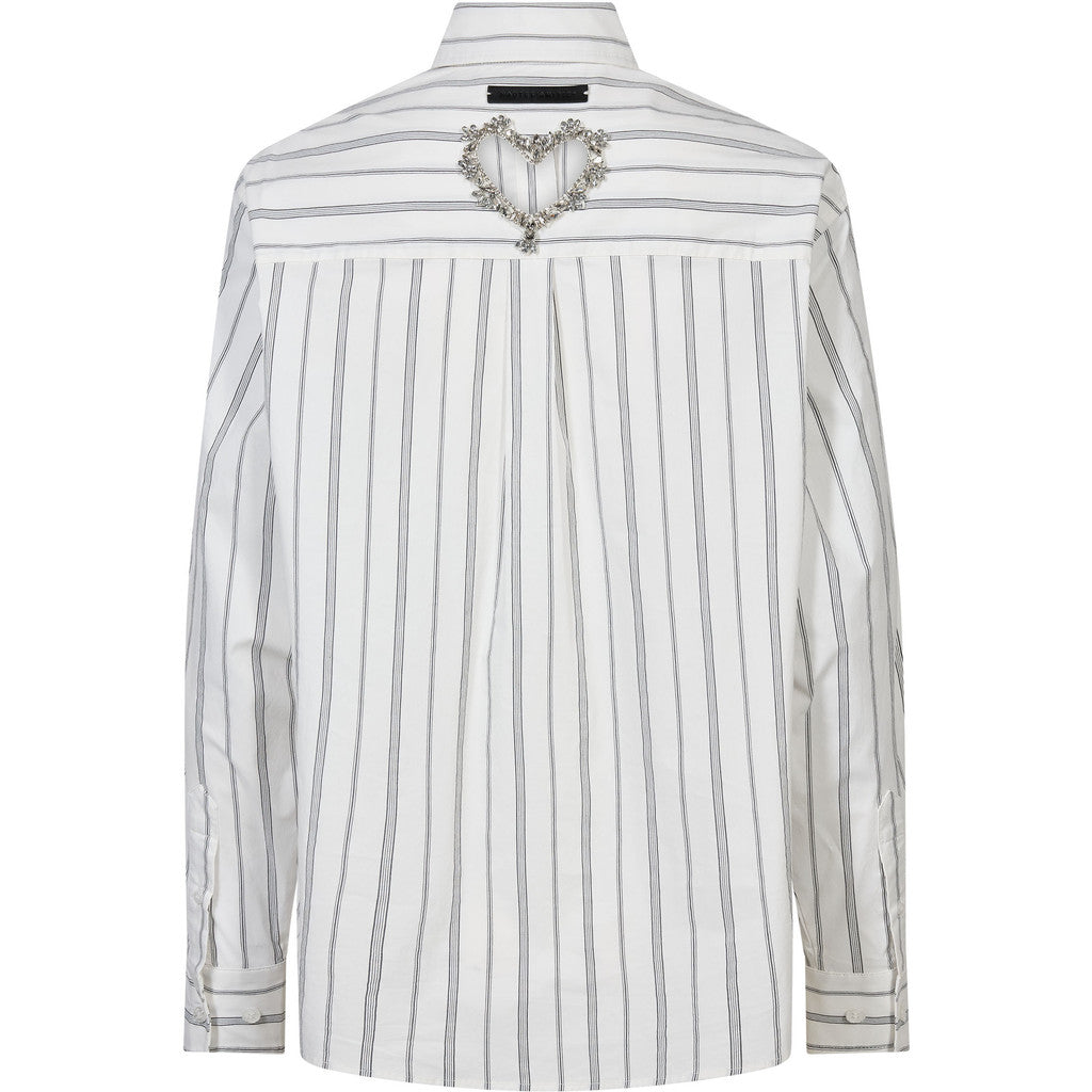 Haute L'Amitié Blouse Crystal Heart Stripe in White