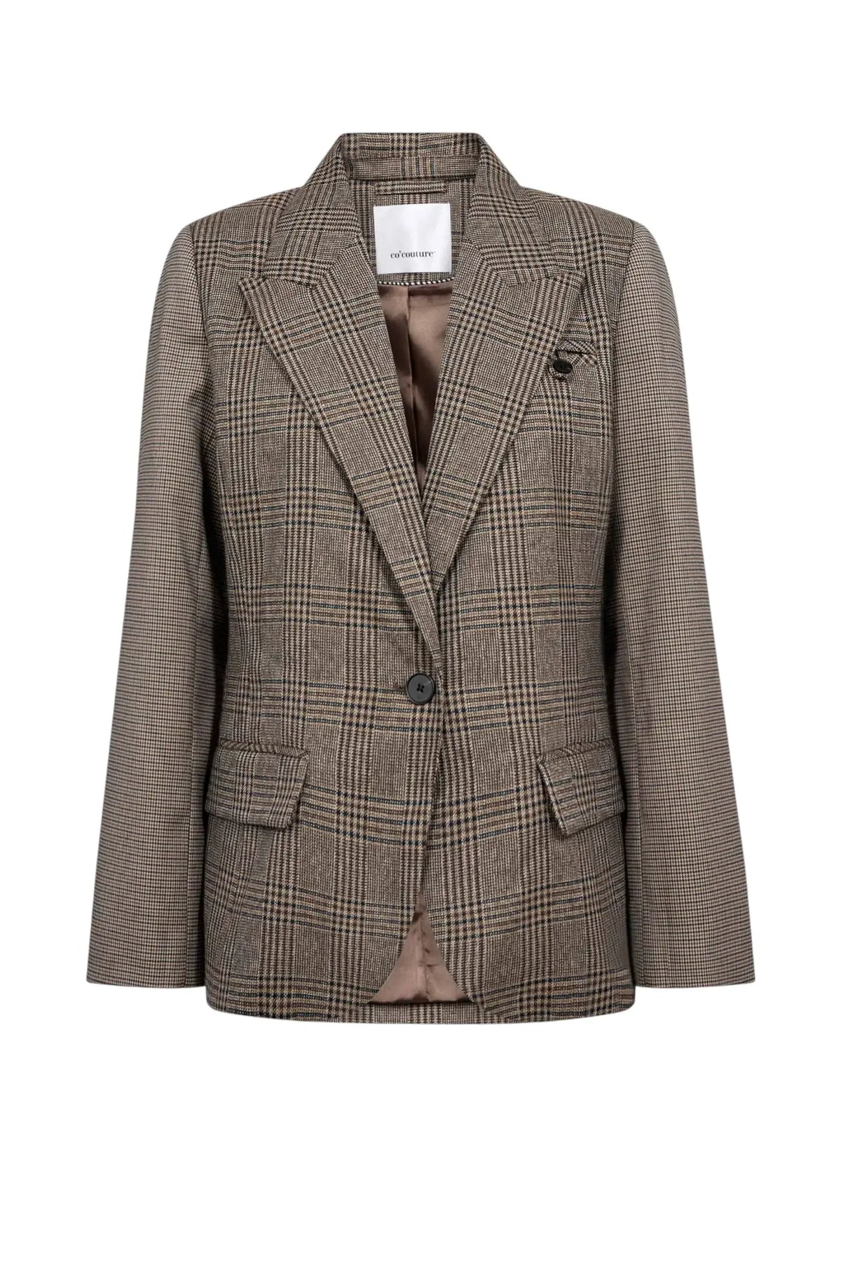 Co'Couture VeyaCC Check Fitted Blazer in Brown