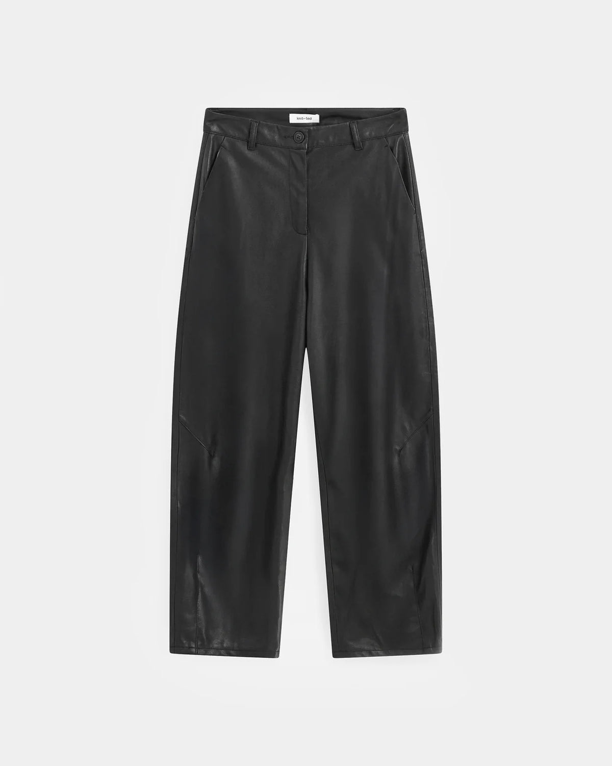 Knit-ted Pantalon Alba in Black van soepel imitatieleer packshot