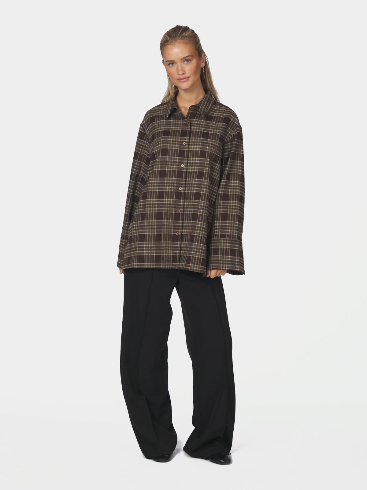 Neo Noir Blouse Dita Flannel Check in Brown