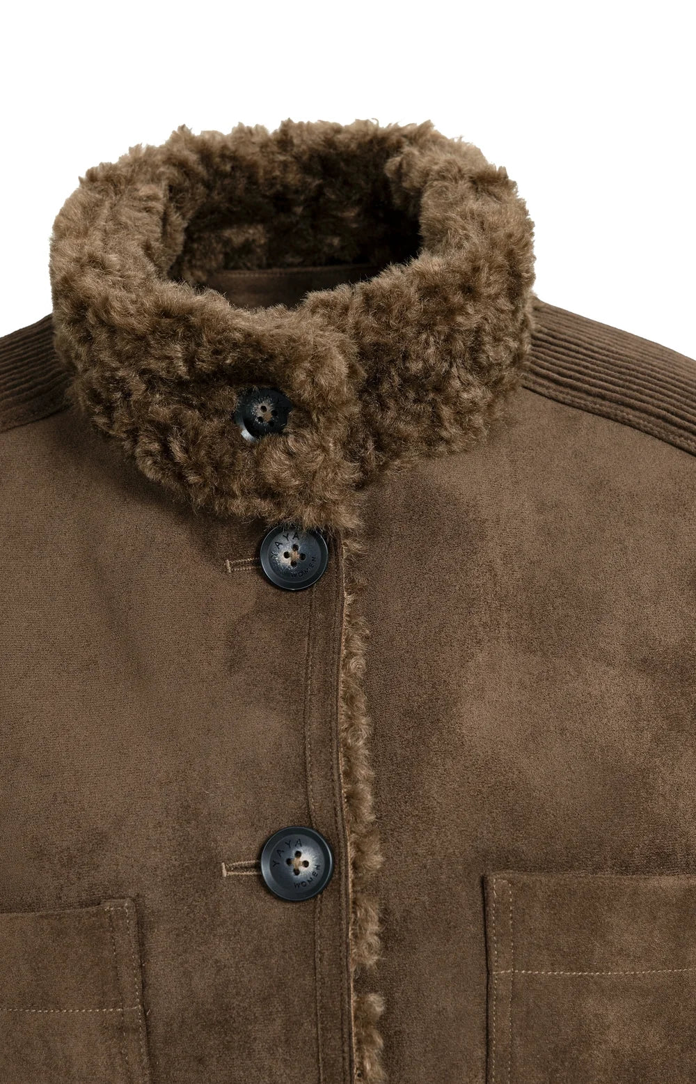 YAYA Bodywarmer Faux Shearling in Cocoa Brown