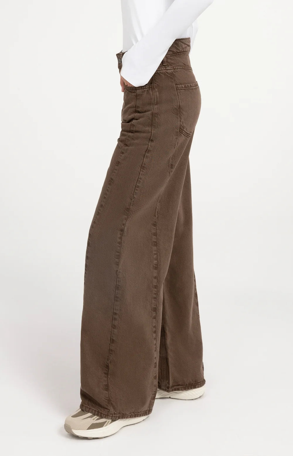 YAYA Jeans High Waist Wide Leg - Cocoa Brown