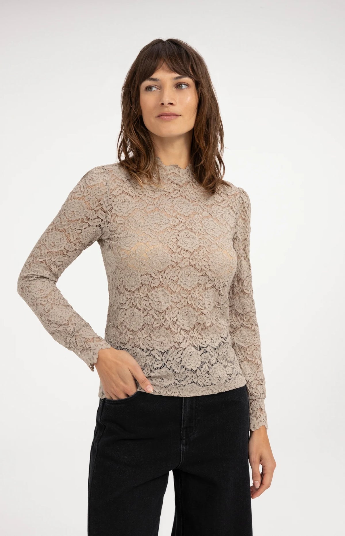 YAYA Top Kant in Pure Cashmere Grey