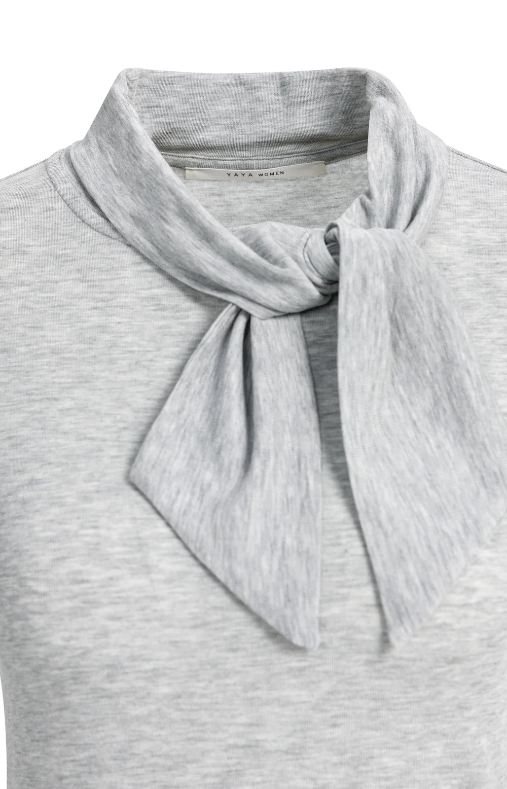 YAYA Top Strikkraag in Illusions Gray Melange detail