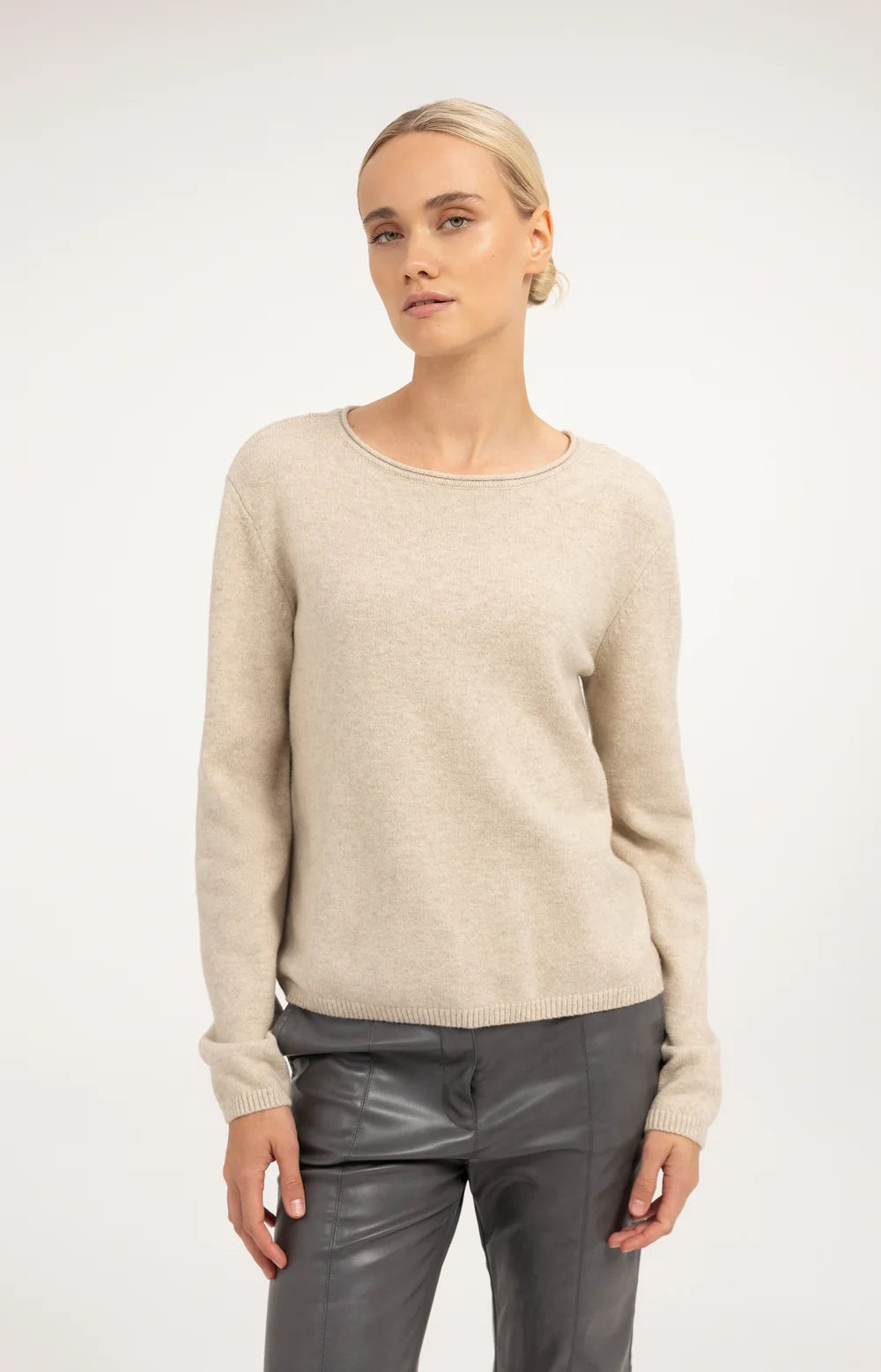 YAYA Trui Afneembare Col in Light Beige Melange