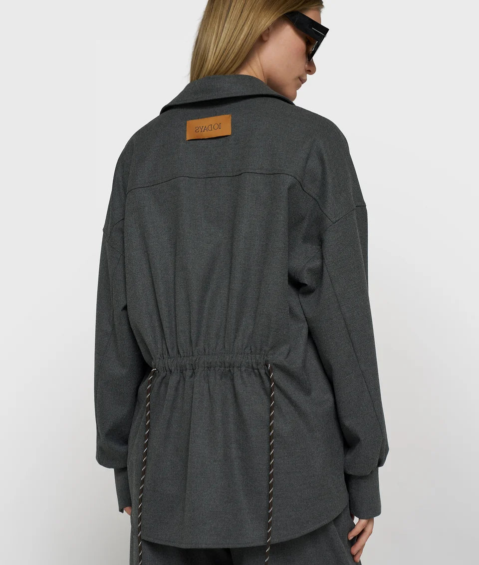 10DAYS Blouse met Taillekoord in Antra Melee met oversized pasvorm