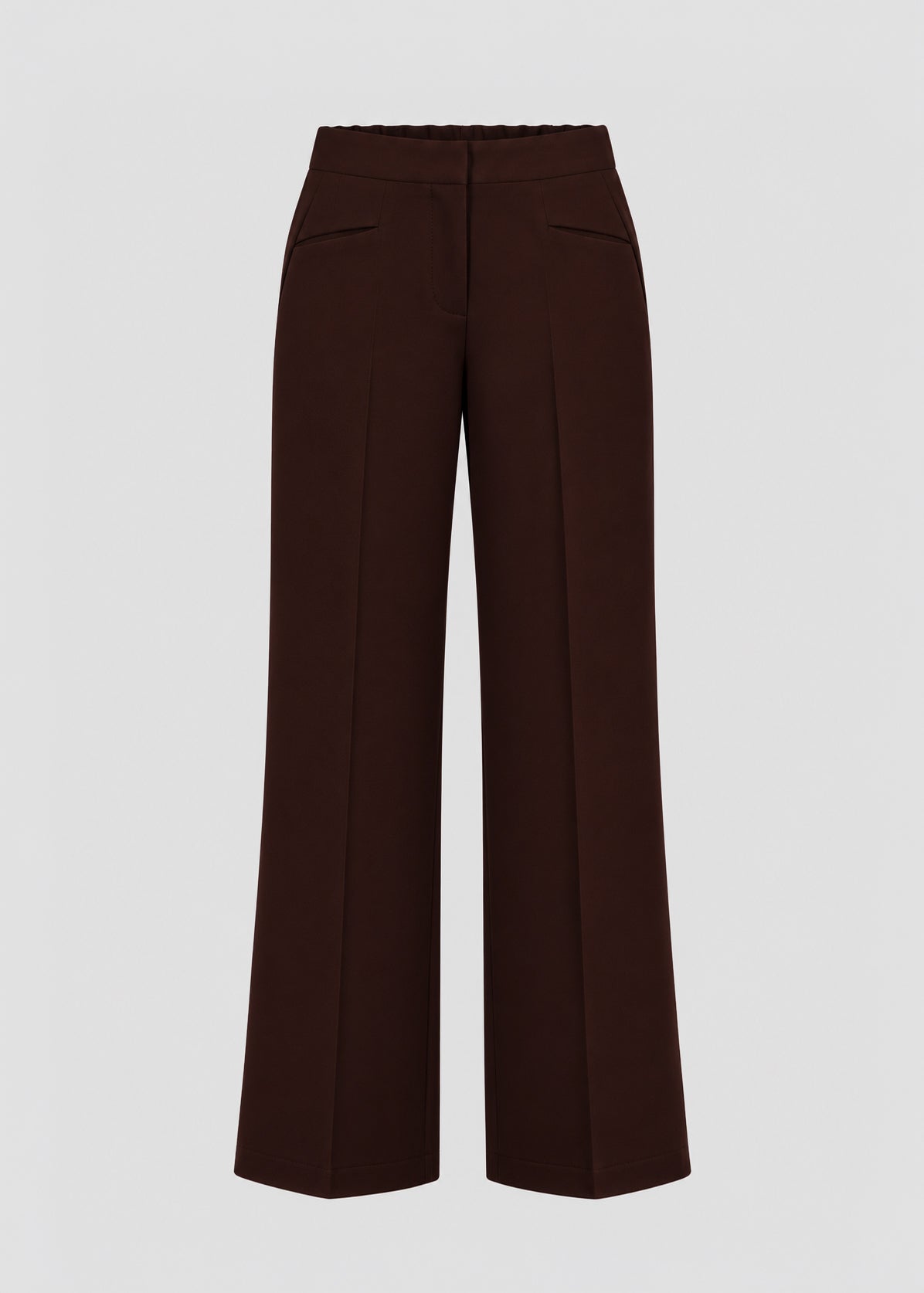 La Vie Pantalon Emma in Brown met rechte wide leg pasvorm