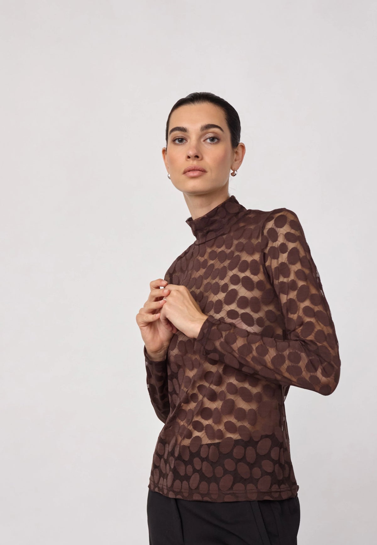 Co'Couture PenolaCC mesh coltop in Brown