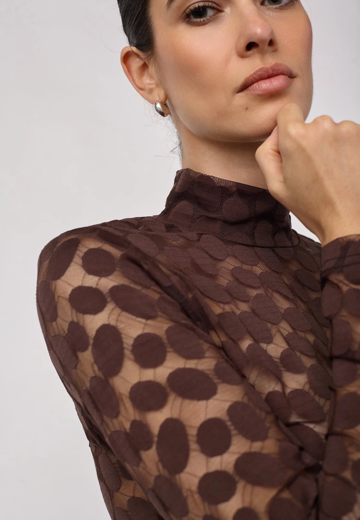 Co'Couture PenolaCC mesh coltop in Brown