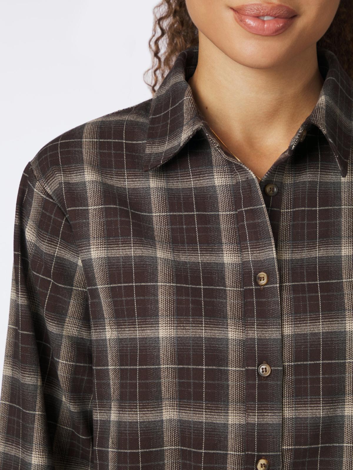 Neo Noir Blouse Jaylin Flannel Check in Dark Brown