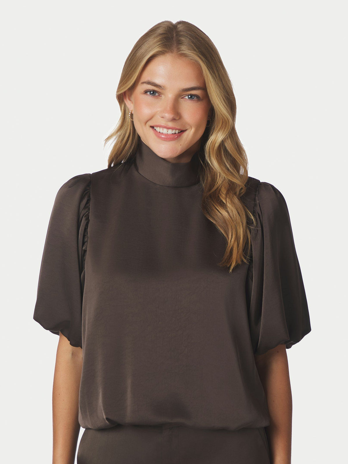 Neo Noir Blouse Parisa Heavy Sateen in Dark Brown