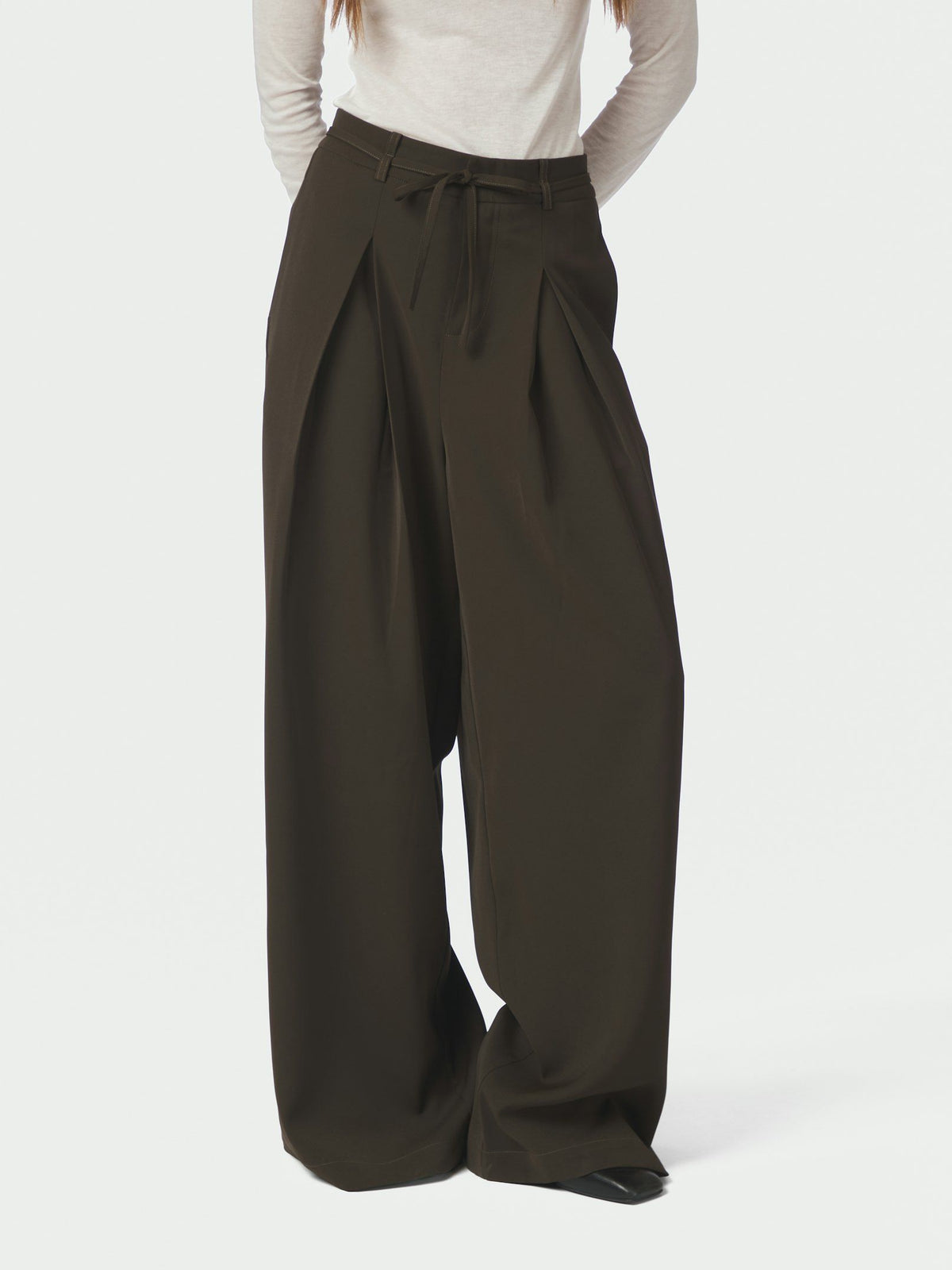 Neo Noir Eddina wide leg pantalon in Dark Brown