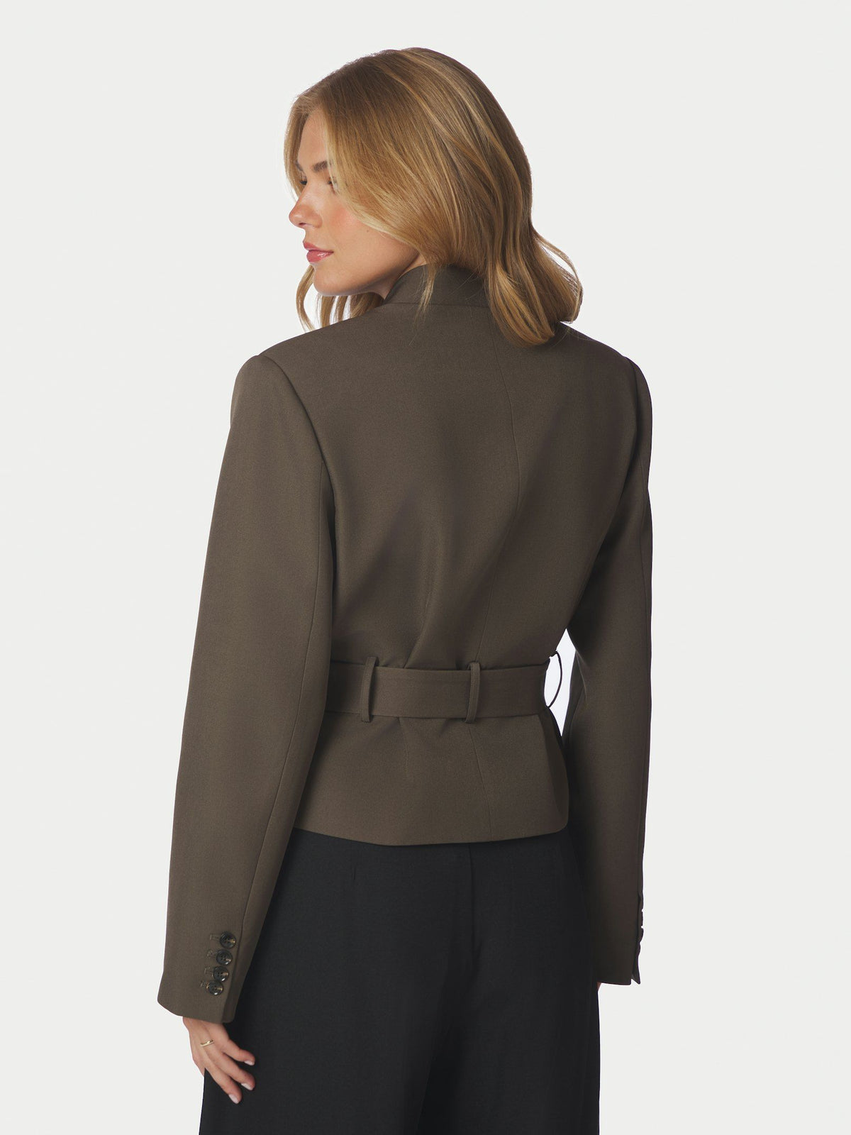 Neo Noir Kailyn cropped blazer in Dusty Brown