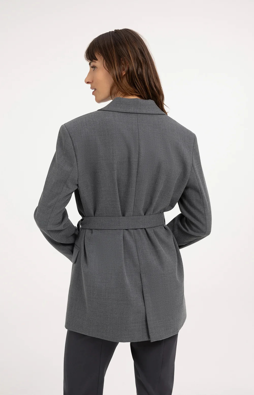YAYA Blazer Ceintuur in Medium Grey Melange