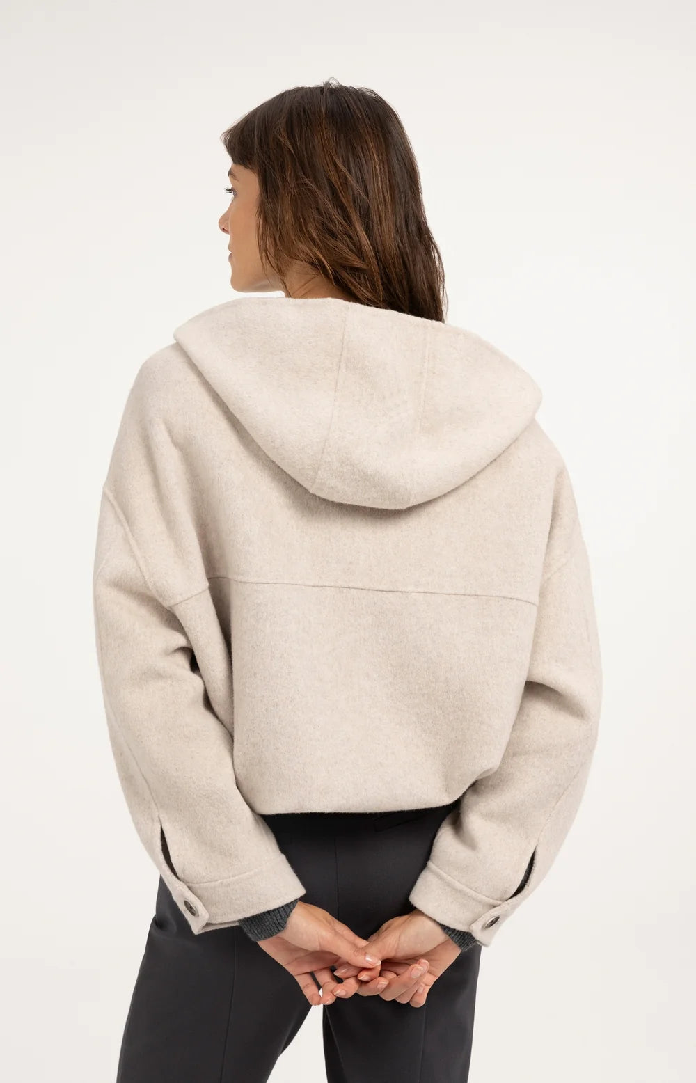 YAYA Jas Oversized Hood in Pure Cashmere Grey Melange