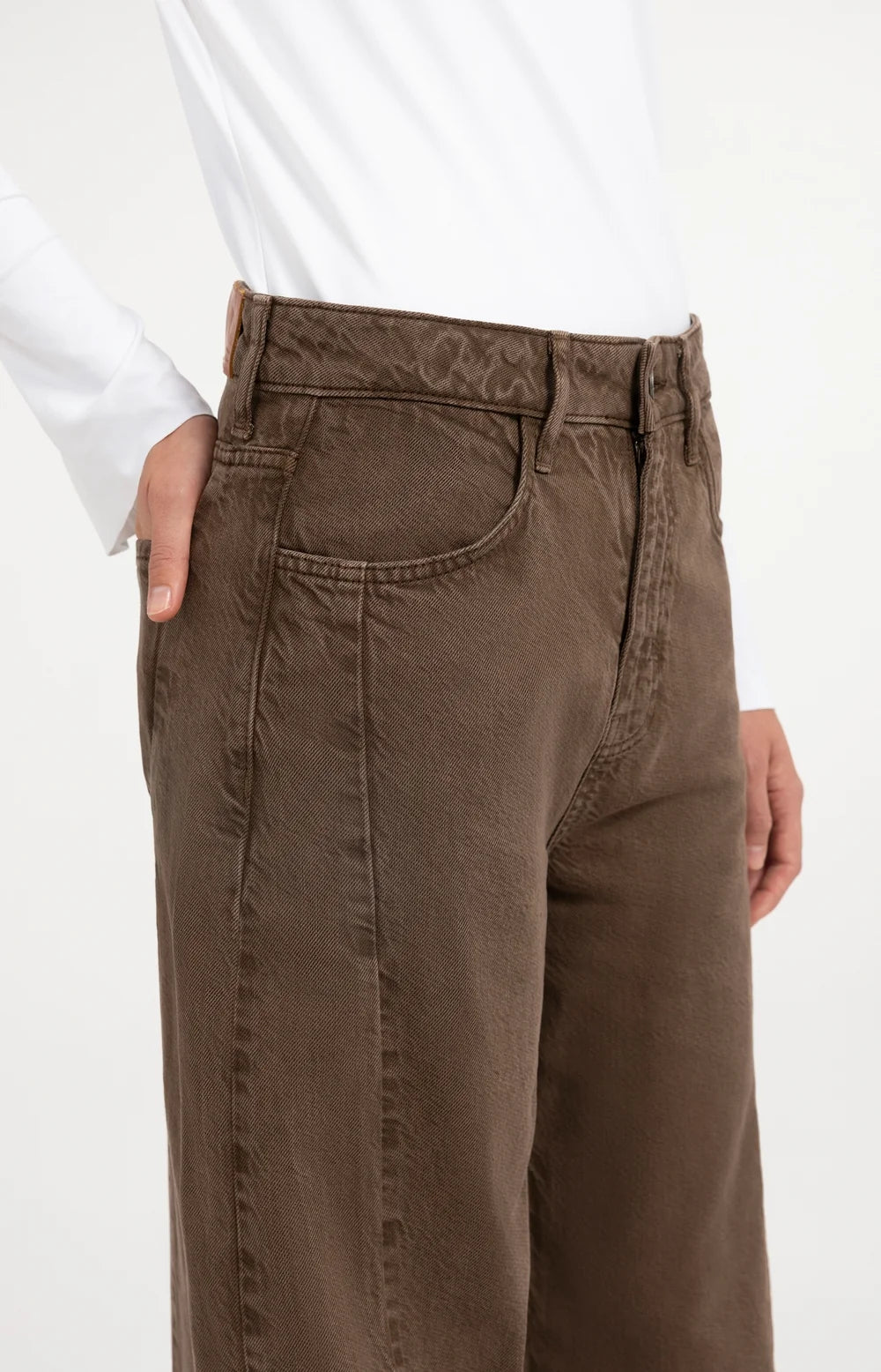 YAYA Jeans High Waist Wide Leg - Cocoa Brown