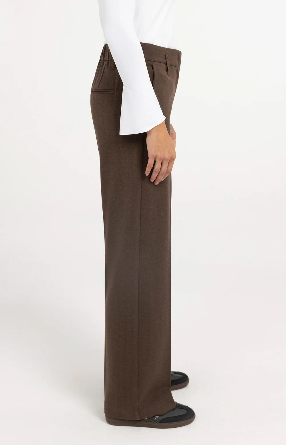 YAYA Pantalon Straight Leg in Cocoa Brown Melange