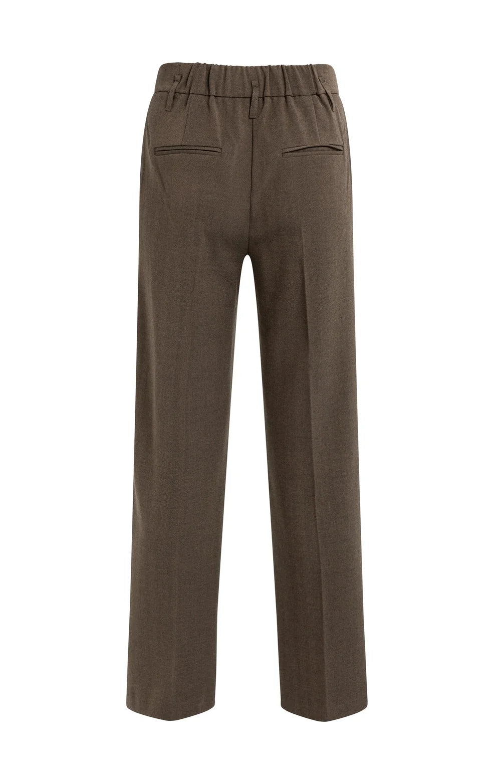 YAYA Pantalon Straight Leg in Cocoa Brown Melange packshot achterkant