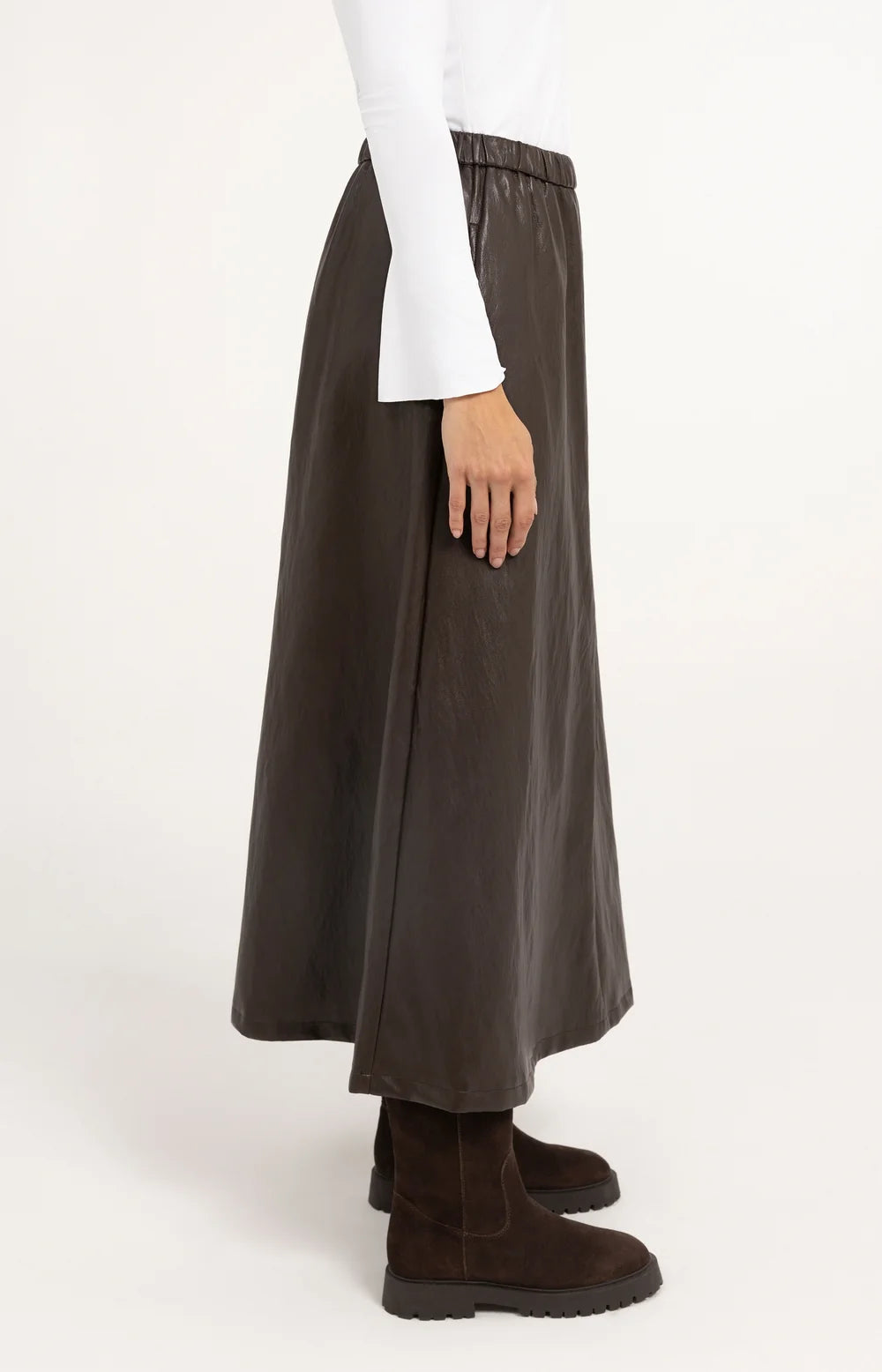 YAYA Rok Faux Leather Midi in Delicioso Brown