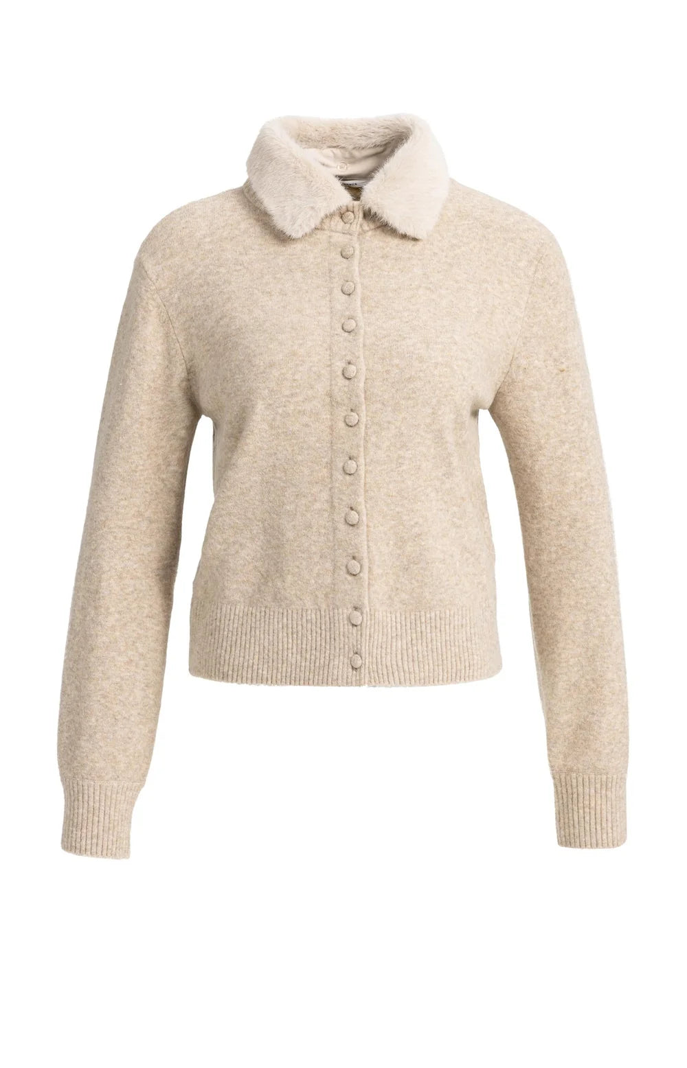 YAYA Vest Afneembare Kraag in Light Beige Melange